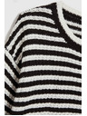 Moodo Rövid fekete-fehér csíkos pulóver Moodo