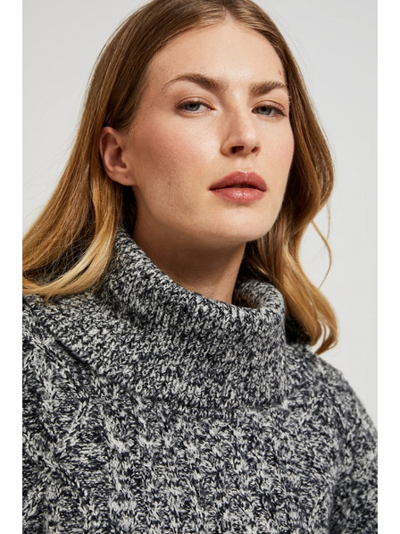 Moodo Vastag nyakú fekete pulóver Moodo