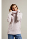Moodo Rózsaszín pulóver vastag gallérral Moodo