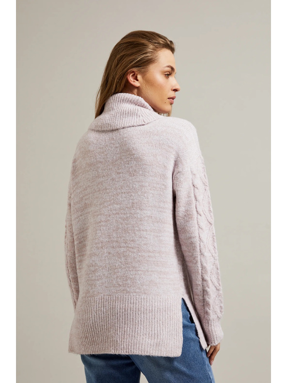 Moodo Rózsaszín pulóver vastag gallérral Moodo