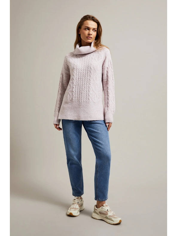 Moodo Rózsaszín pulóver vastag gallérral Moodo