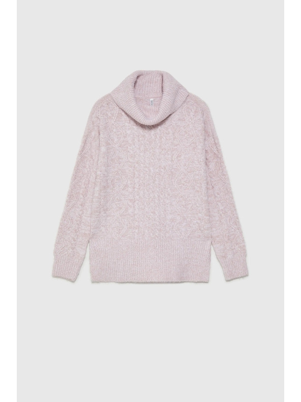 Moodo Rózsaszín pulóver vastag gallérral Moodo