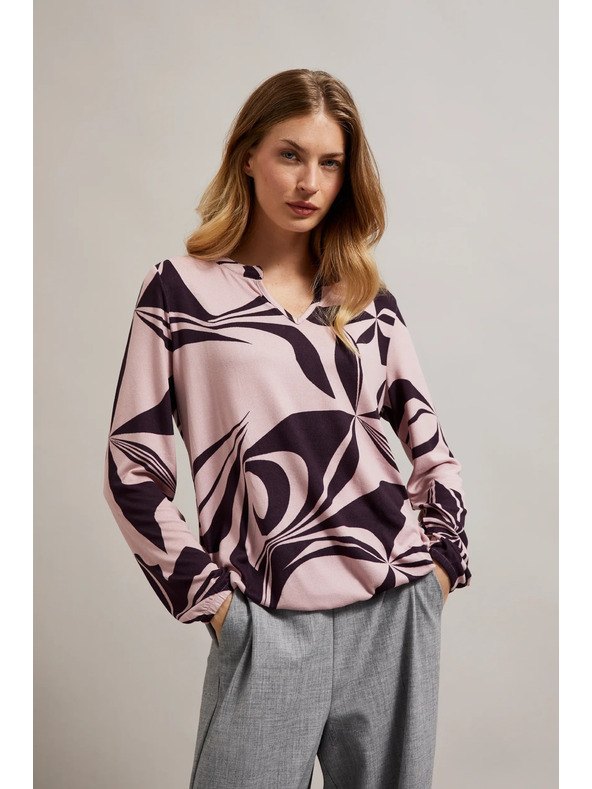 Moodo Rózsaszín pulóver geometriai mintával Moodo