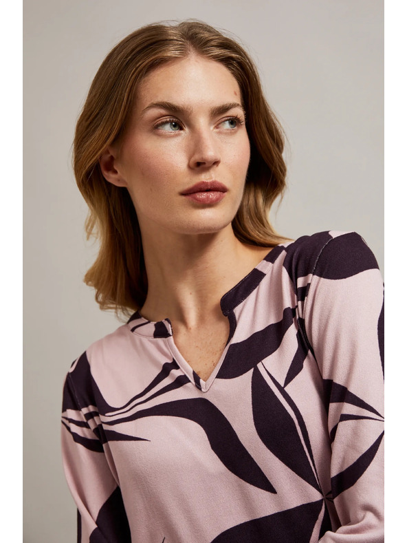 Moodo Rózsaszín pulóver geometriai mintával Moodo