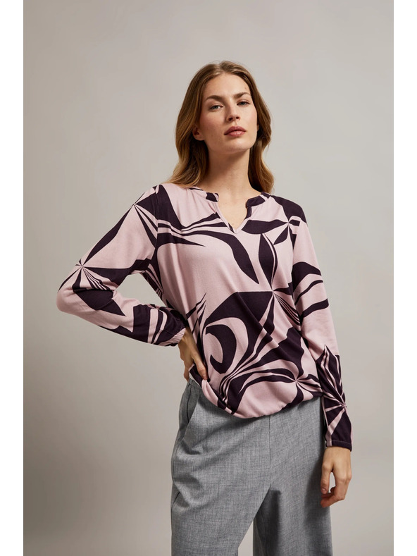 Moodo Rózsaszín pulóver geometriai mintával Moodo