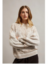 Moodo Bézs pulóver fényes fonallal díszítve Moodo