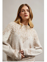 Moodo Bézs pulóver fényes fonallal díszítve Moodo