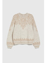 Moodo Bézs pulóver fényes fonallal díszítve Moodo
