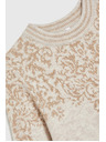Moodo Bézs pulóver fényes fonallal díszítve Moodo