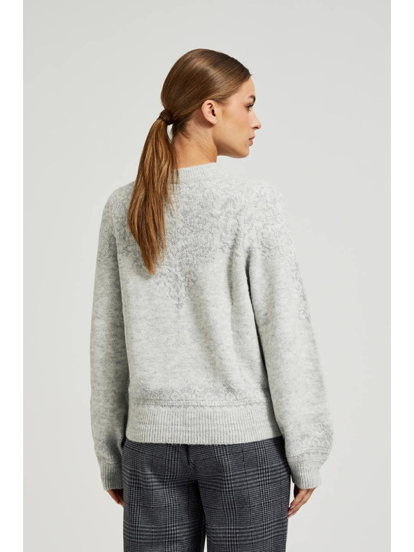 Moodo Szürke pulóver fényes fonallal díszítve Moodo