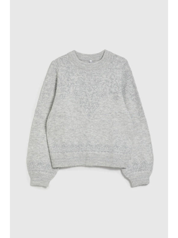 Moodo Szürke pulóver fényes fonallal díszítve Moodo