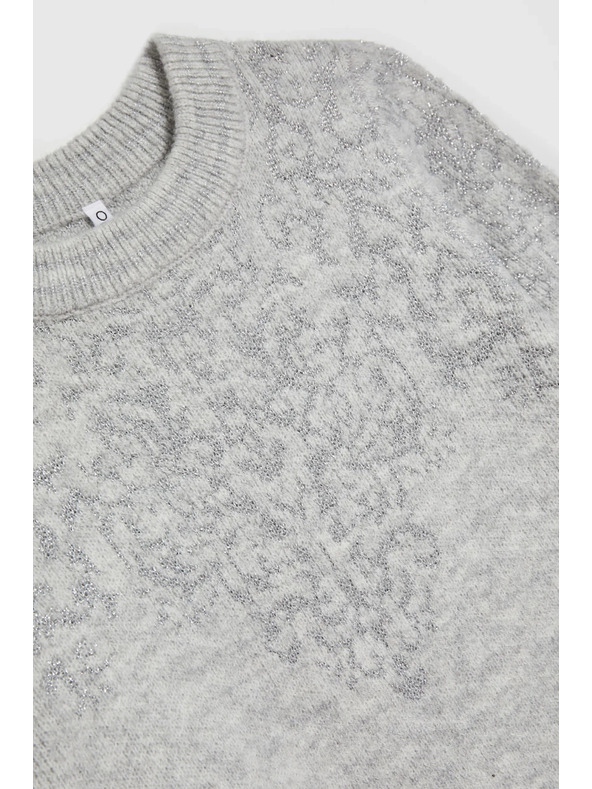 Moodo Szürke pulóver fényes fonallal díszítve Moodo
