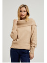 Moodo Bézs pulóver hajtott nyakkal Moodo