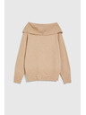 Moodo Bézs pulóver hajtott nyakkal Moodo