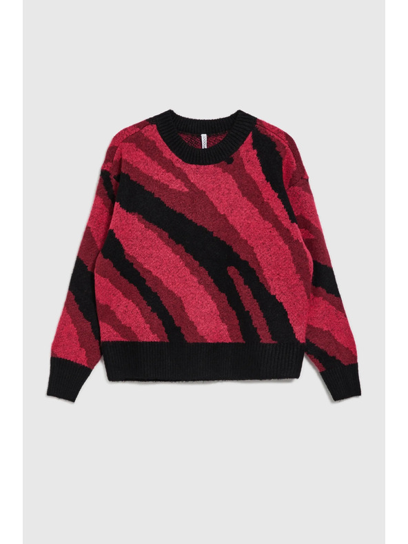 Moodo Piros pulóver geometriai mintával Moodo
