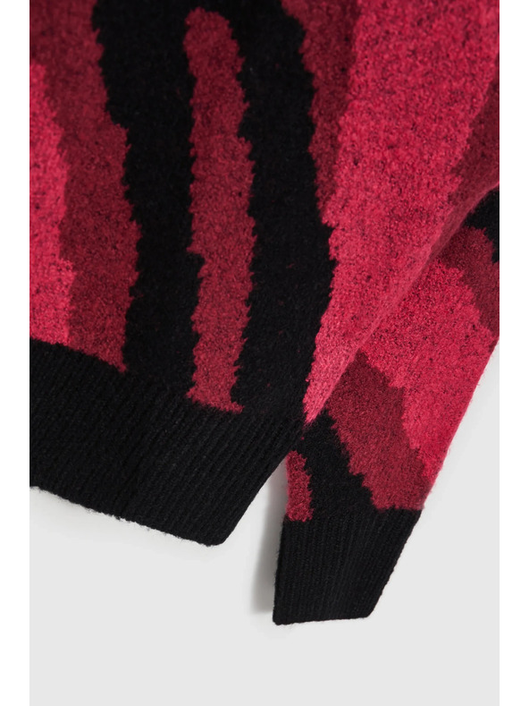 Moodo Piros pulóver geometriai mintával Moodo