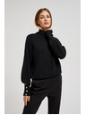 Moodo Fekete pulóver magas nyakkal és légies ujjakkal Moodo