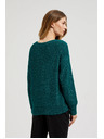 Moodo Zöld pulóver flitterekkel és kerek nyakkal Moodo
