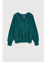 Moodo Zöld pulóver flitterekkel és kerek nyakkal Moodo