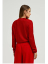 Moodo Piros pulóver gallérral és metál fonallal Moodo