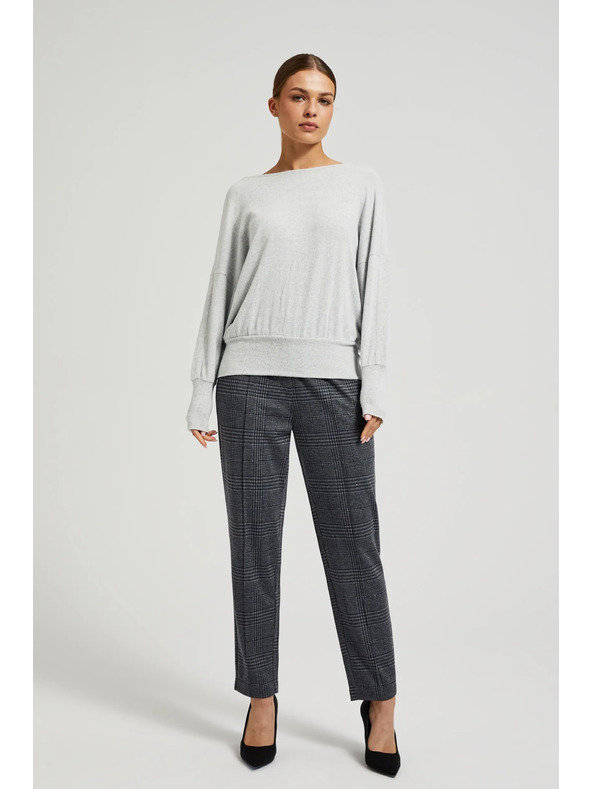 Moodo Szürke sima pulóver hosszú ujjal Moodo