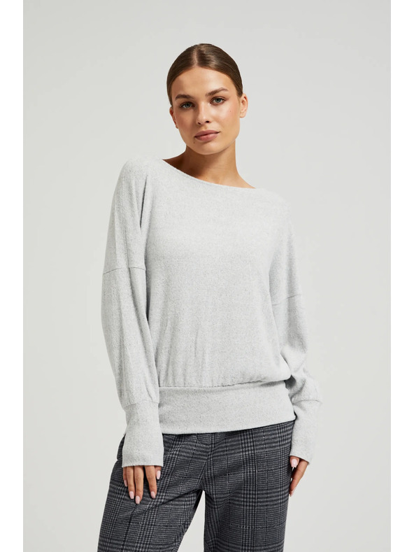 Moodo Szürke sima pulóver hosszú ujjal Moodo