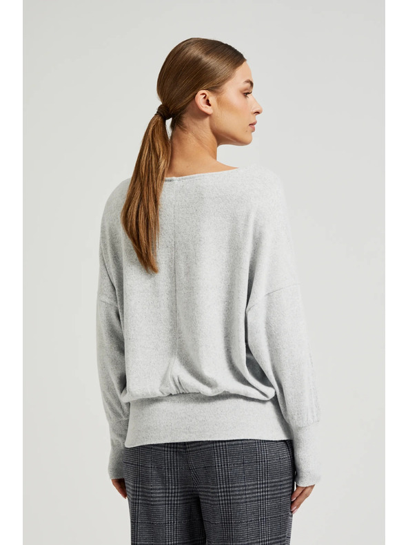 Moodo Szürke sima pulóver hosszú ujjal Moodo