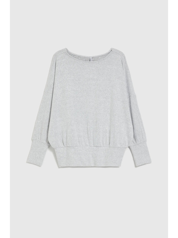 Moodo Szürke sima pulóver hosszú ujjal Moodo