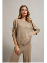 Moodo Bézs pulóver metál fonallal díszítve Moodo