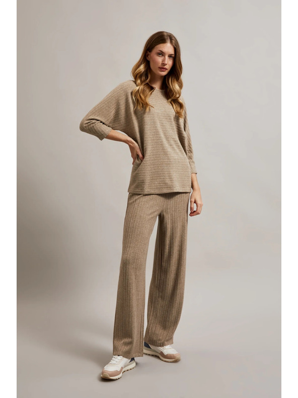 Moodo Bézs pulóver metál fonallal díszítve Moodo