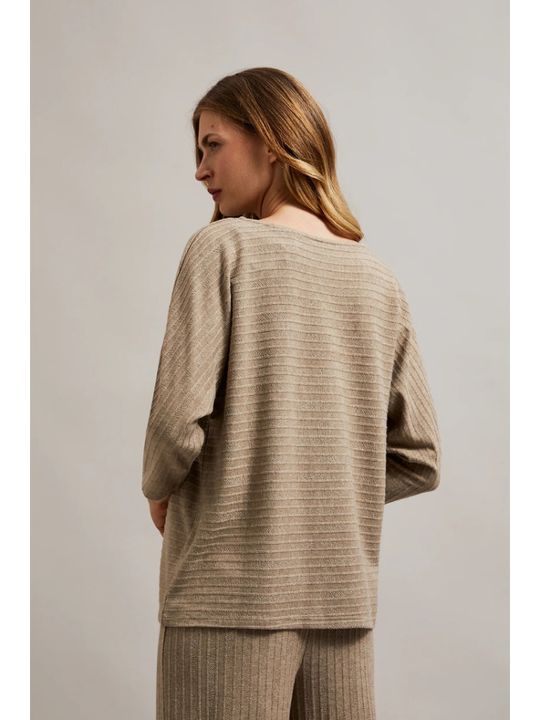 Moodo Bézs pulóver metál fonallal díszítve Moodo