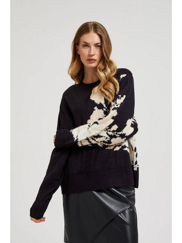 Moodo Fekete mintás pulóver laza szabással Moodo