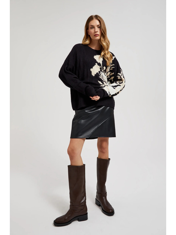 Moodo Fekete mintás pulóver laza szabással Moodo
