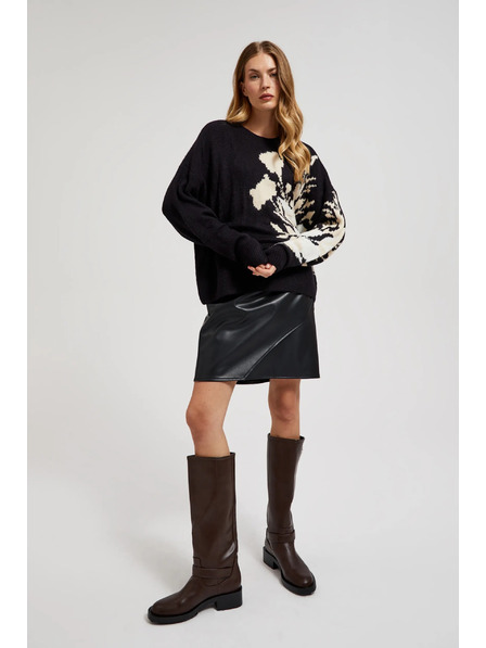 Moodo Fekete mintás pulóver laza szabással Moodo