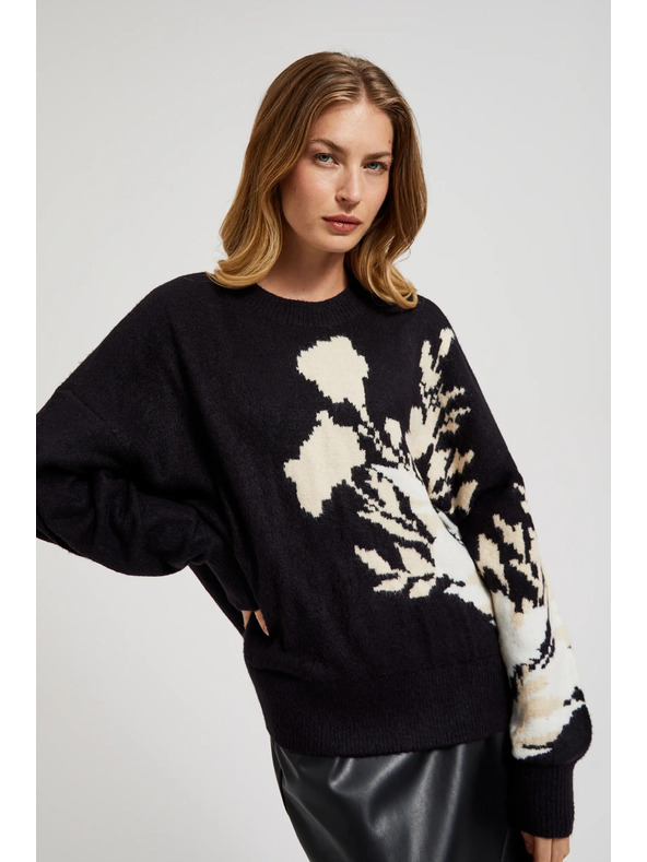 Moodo Fekete mintás pulóver laza szabással Moodo