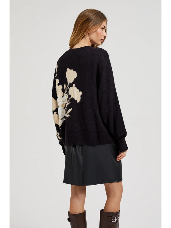 Moodo Fekete mintás pulóver laza szabással Moodo