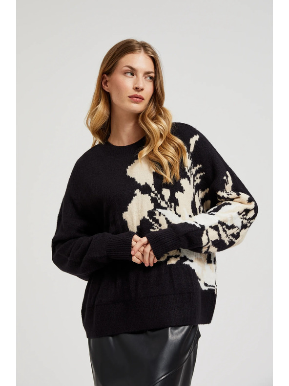 Moodo Fekete mintás pulóver laza szabással Moodo