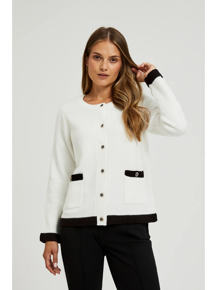 Moodo Fehér kötött kardigán díszgombokkal Moodo