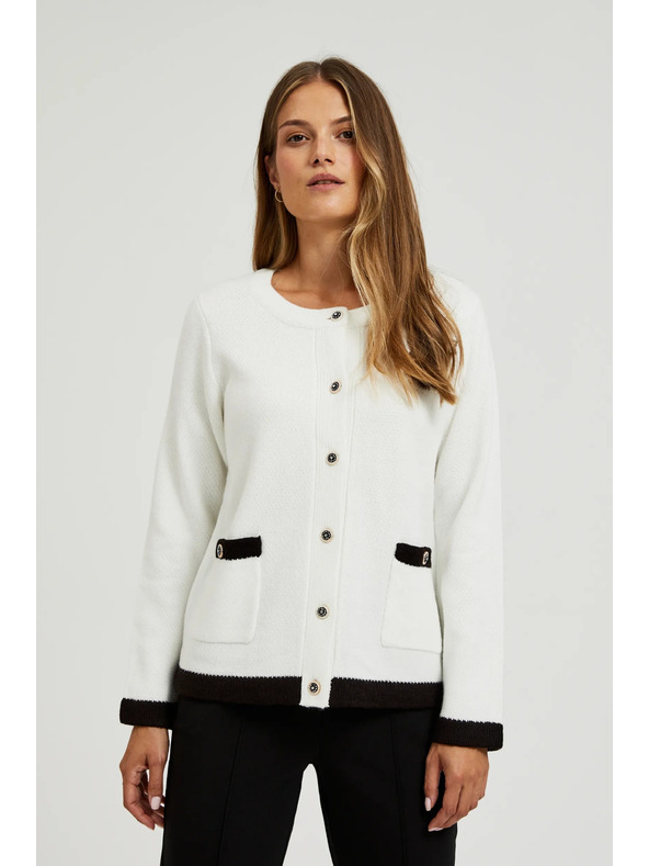 Moodo Fehér kötött kardigán díszgombokkal Moodo