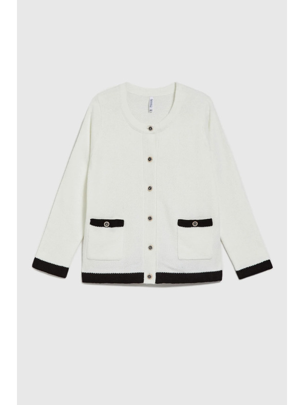 Moodo Fehér kötött kardigán díszgombokkal Moodo