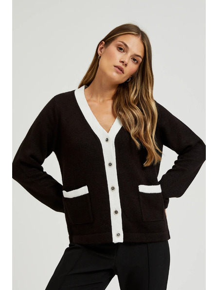 Moodo Fekete kardigán díszgombokkal és hosszú ujjal Moodo