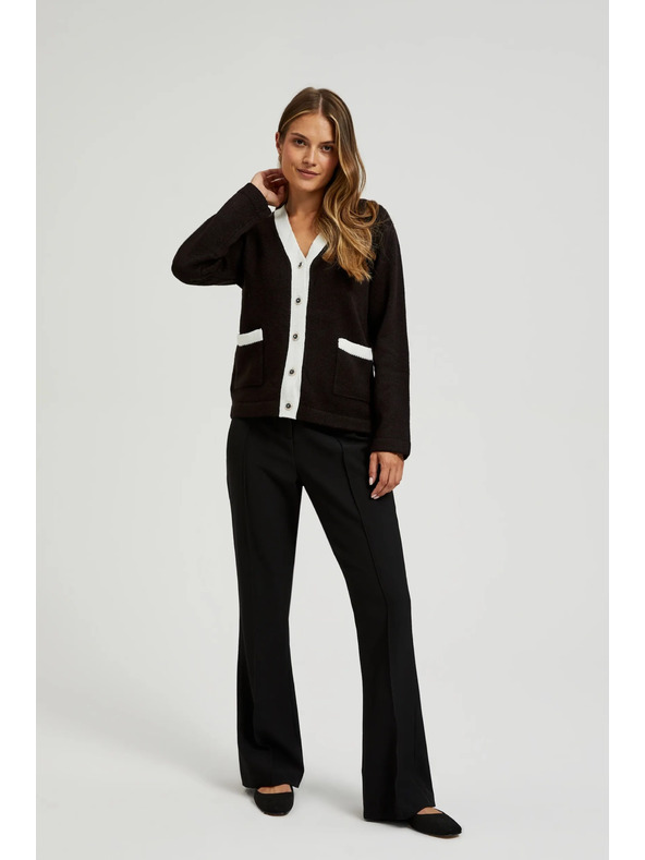 Moodo Fekete kardigán díszgombokkal és hosszú ujjal Moodo