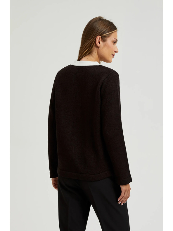 Moodo Fekete kardigán díszgombokkal és hosszú ujjal Moodo