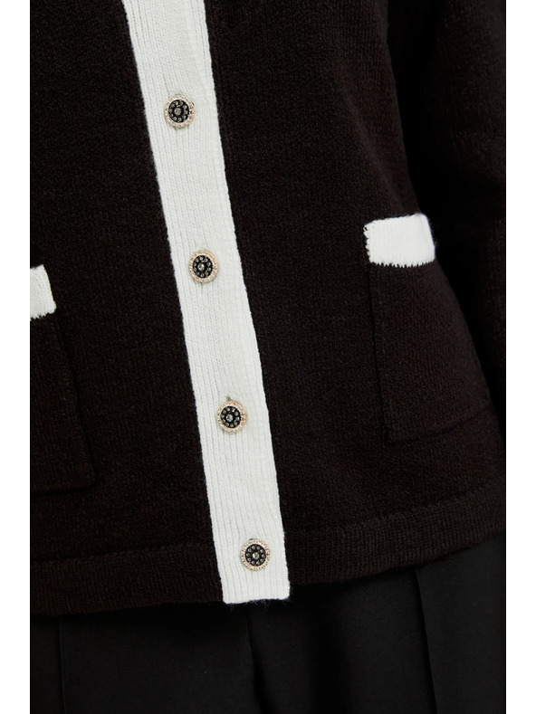 Moodo Fekete kardigán díszgombokkal és hosszú ujjal Moodo