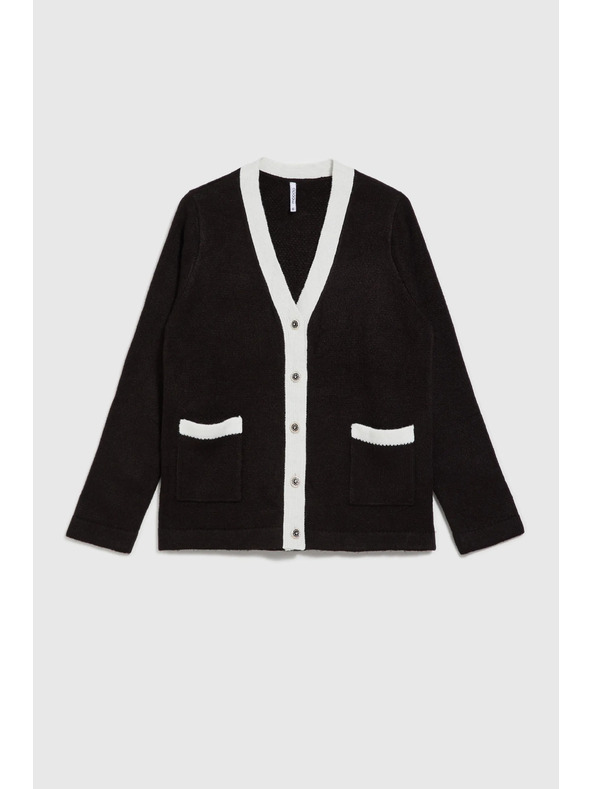 Moodo Fekete kardigán díszgombokkal és hosszú ujjal Moodo