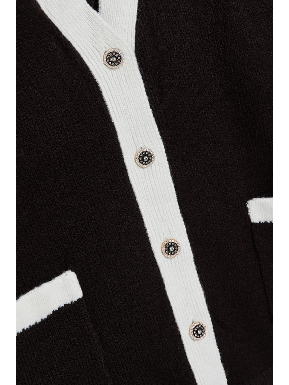Moodo Fekete kardigán díszgombokkal és hosszú ujjal Moodo