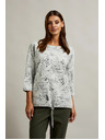 Moodo Fehér pulóver virágmintával és 3/4-es ujjal Moodo