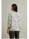 Moodo Fehér pulóver virágmintával és 3/4-es ujjal Moodo