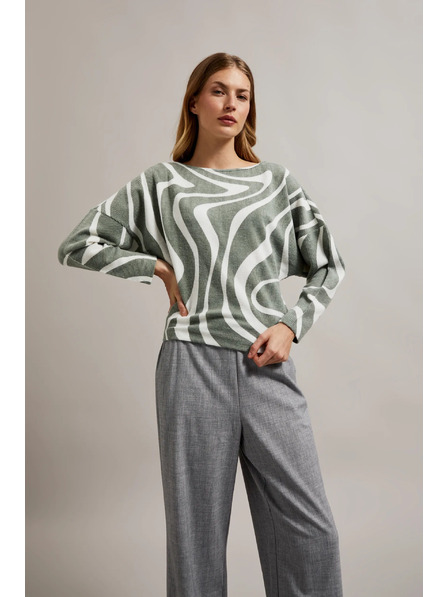 Moodo Hosszú ujjú blúz geometriai mintával olíva Moodo