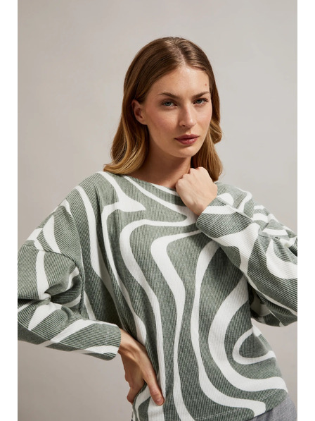 Moodo Hosszú ujjú blúz geometriai mintával olíva Moodo
